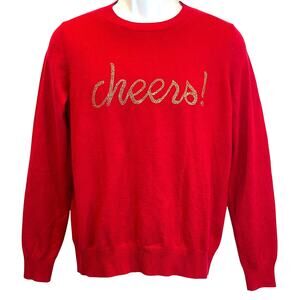 Calligraphie CHEERS Rhinestone Holiday Christmas Sweater Size Medium